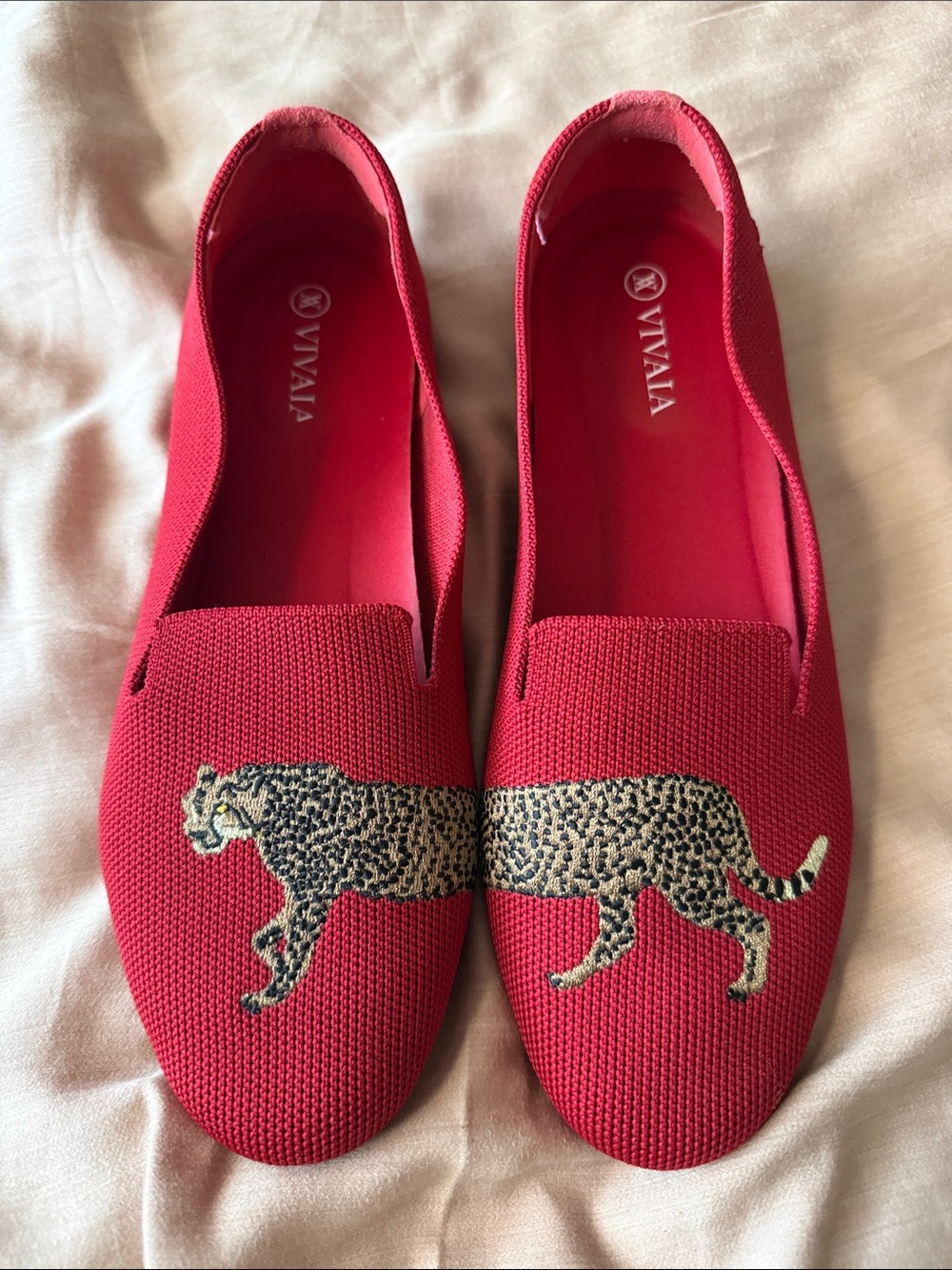 Vivaia Red leopard Cheetah Rounded Toe Audrey Loafers Size 37.5